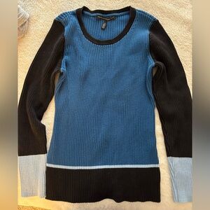 White House Black Market Blue and Black Crewneck Sweater